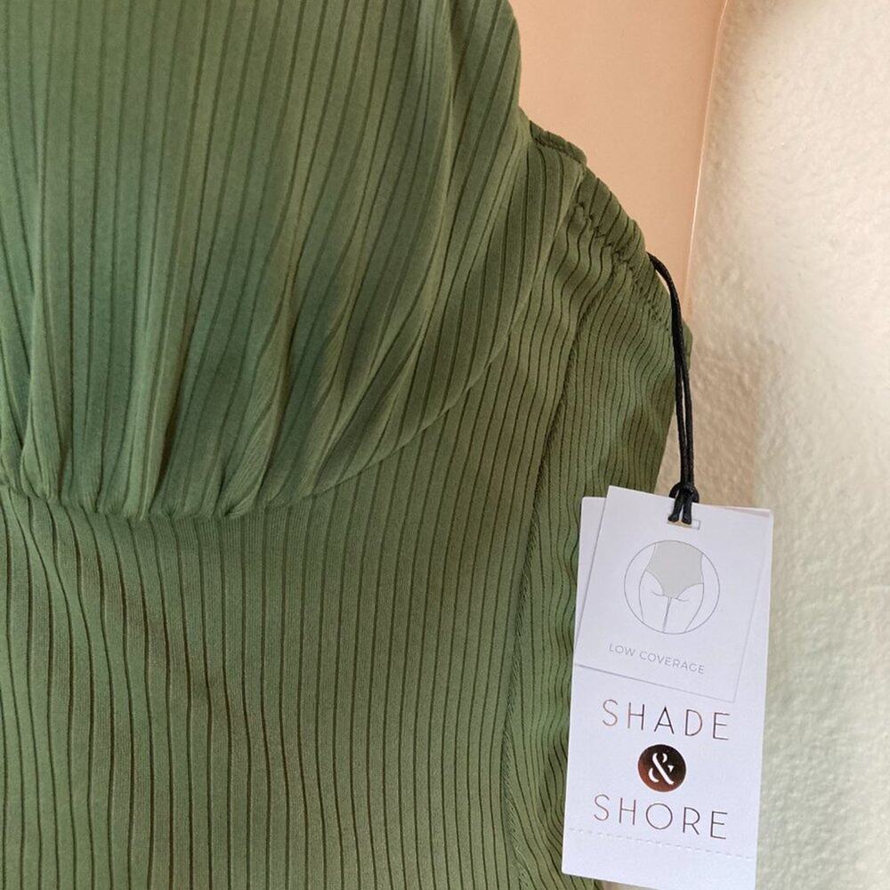 Shade & Shore Women's Swim Bathing Suit Size 32B One Piece Palm Green Lined - Picture 4 of 6